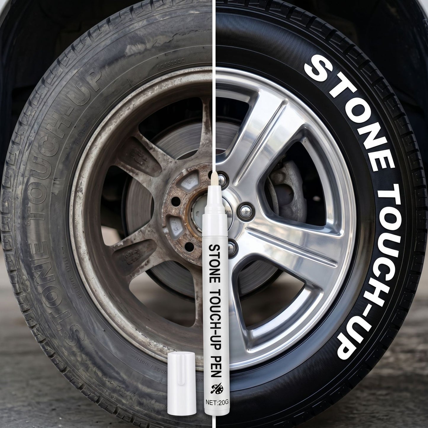 Tire Touch-Up Pen, Tire Coloring PenWaterproof Non-Fading, Large Capacity
