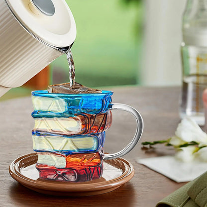 Painted Book Mug Glass Book Mug Coffee, Vintage Drinkware - Chomic E-Shop