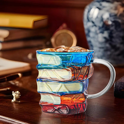 Painted Book Mug Glass Book Mug Coffee, Vintage Drinkware - Chomic E-Shop
