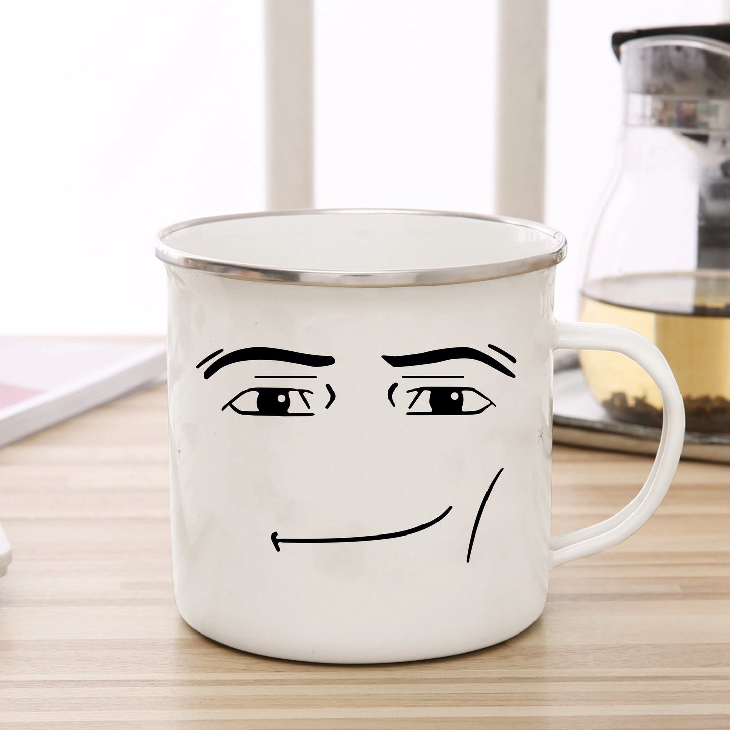Funny Man & Woman Face Enamel Coffee Mug - Chomic E-Shop