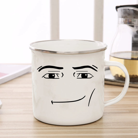 Funny Man & Woman Face Enamel Coffee Mug - Chomic E-Shop