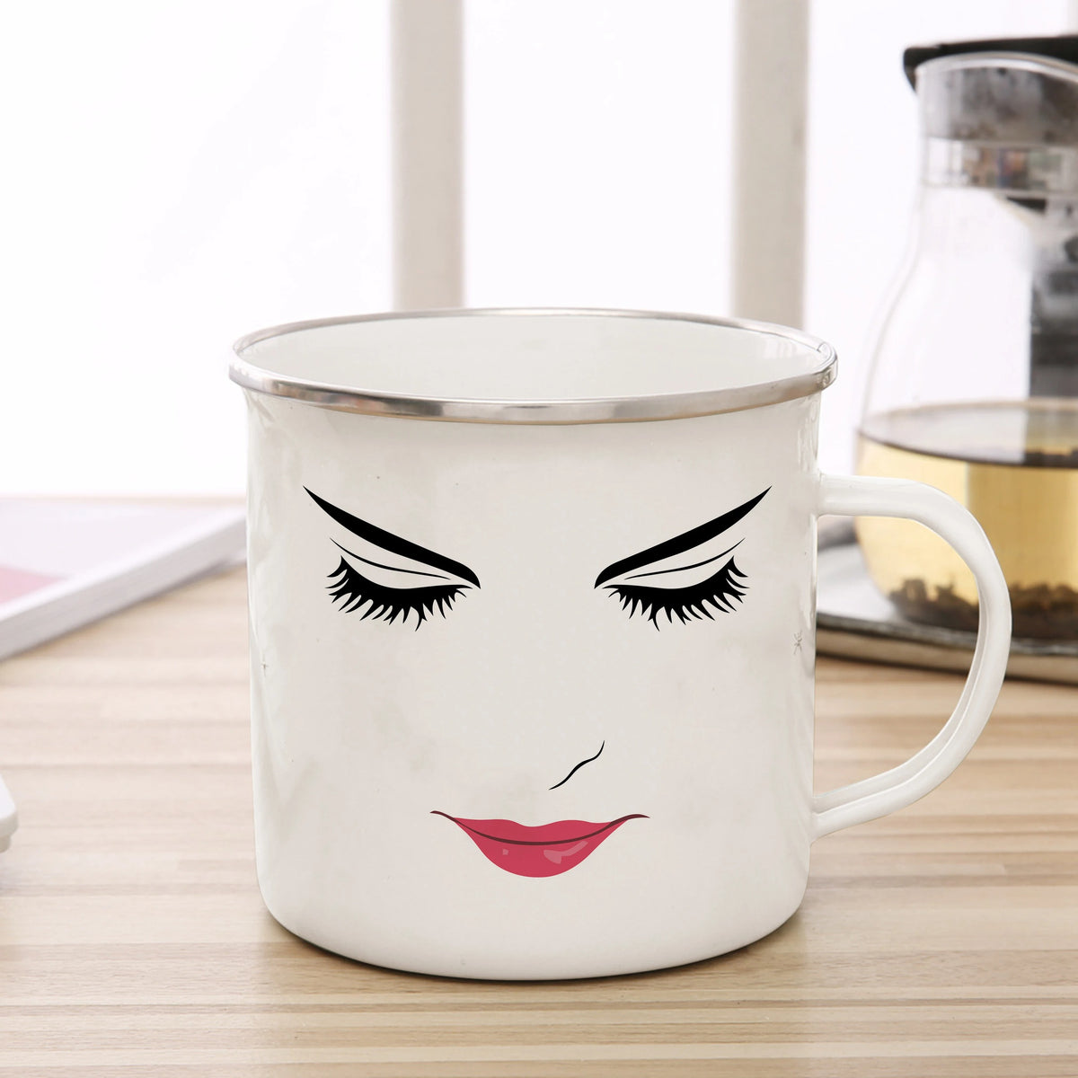 Funny Man & Woman Face Enamel Coffee Mug - Chomic E-Shop