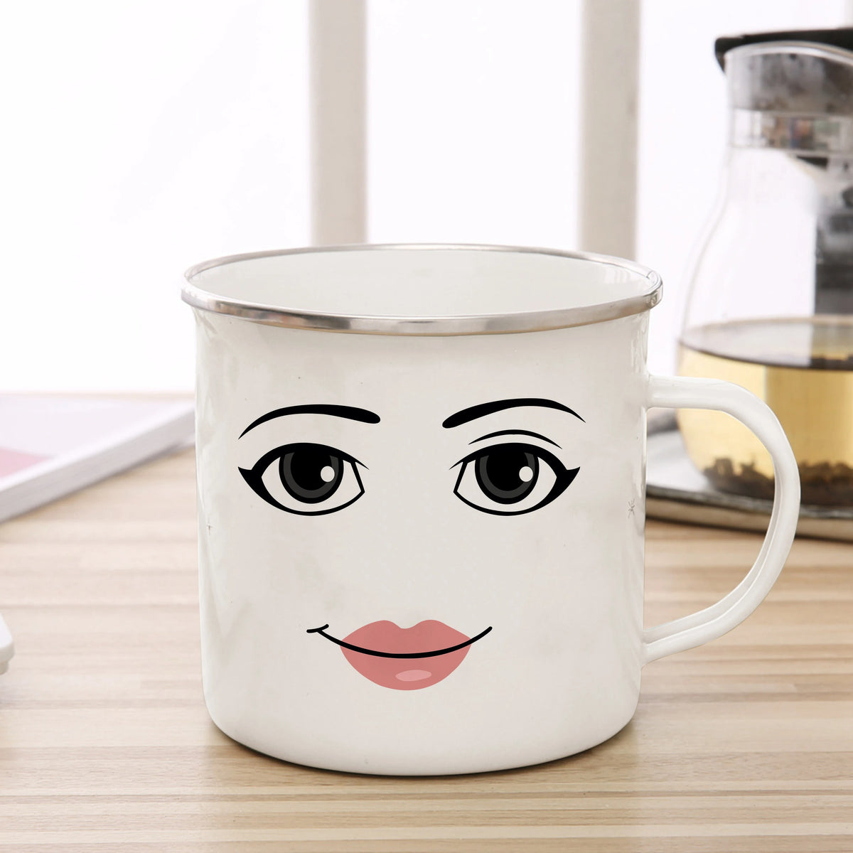 Funny Man & Woman Face Enamel Coffee Mug - Chomic E-Shop