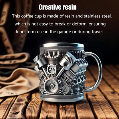 V8 Engines Design Stainless Steel, 15oz Coffee Mug - Chomic E-Shop